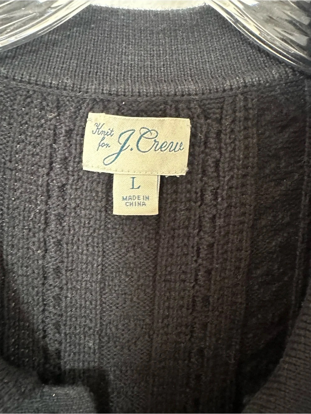 J. Crew Black Short Sleeve Guernsey Stitch Polo Cardigan Sweater Button Front L